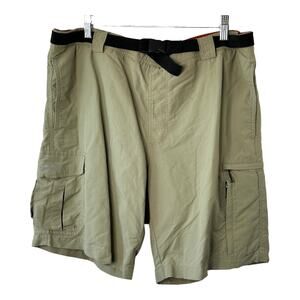 Eddie Bauer Khaki Cargo Pull On Belted Shorts Men's Medium  Inseam 8.5" Lined